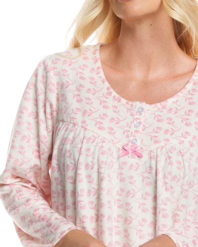 Long Sleeved Floral Fleece Nightdress