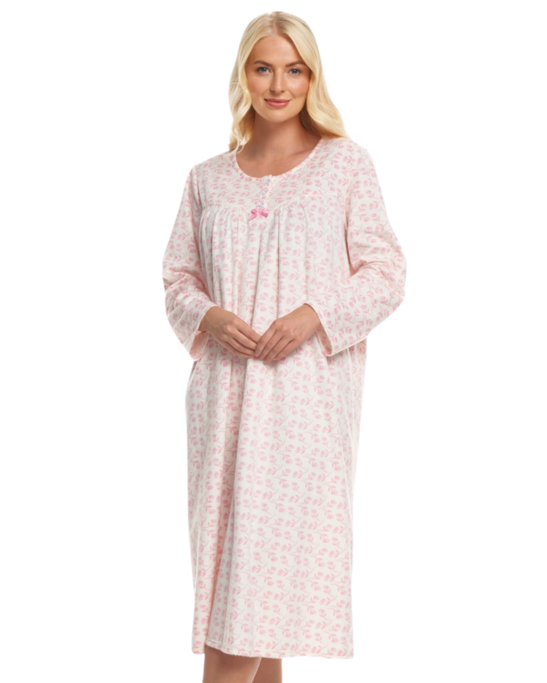 Long Sleeved Floral Fleece Nightdress