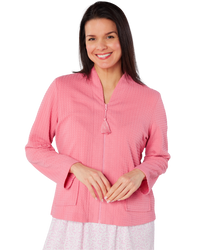 Women's Waffle Lightweight Long Sleeve Zip Bedjacket with Front Pockets
