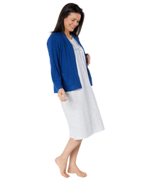 Women's Waffle Lightweight Long Sleeve Zip Bedjacket with Front Pockets