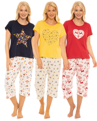 Women's Rainbow Star 100% Cotton Short Sleeved Cropped Leg Pyjamas