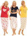 Women's Winter Stag 100% Cotton Short Sleeved Cropped Leg Pyjamas