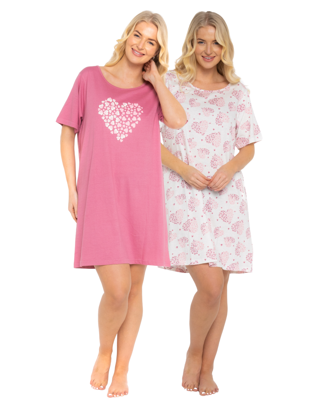Pack of 2 Raspberry Heart 100% Cotton Nightshirts