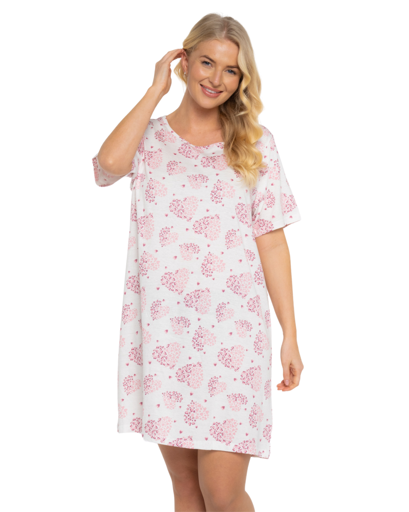 Pack of 2 Raspberry Heart 100% Cotton Nightshirts