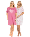 Pack of 2 Raspberry Heart 100% Cotton Nightshirts