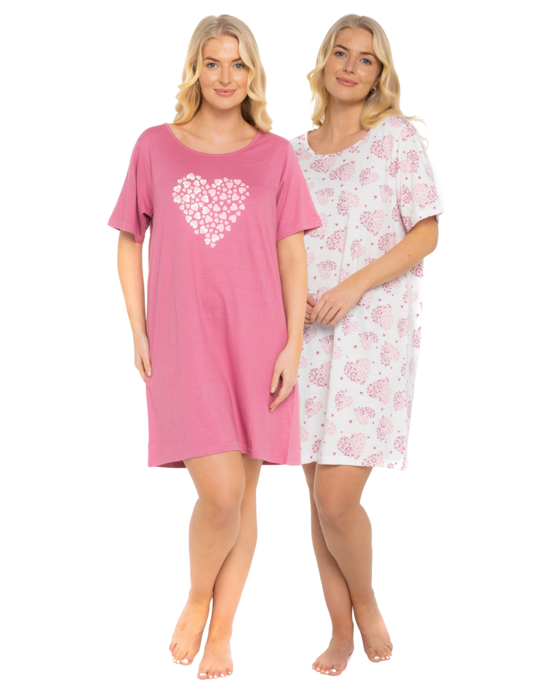 Pack of 2 Raspberry Heart 100% Cotton Nightshirts