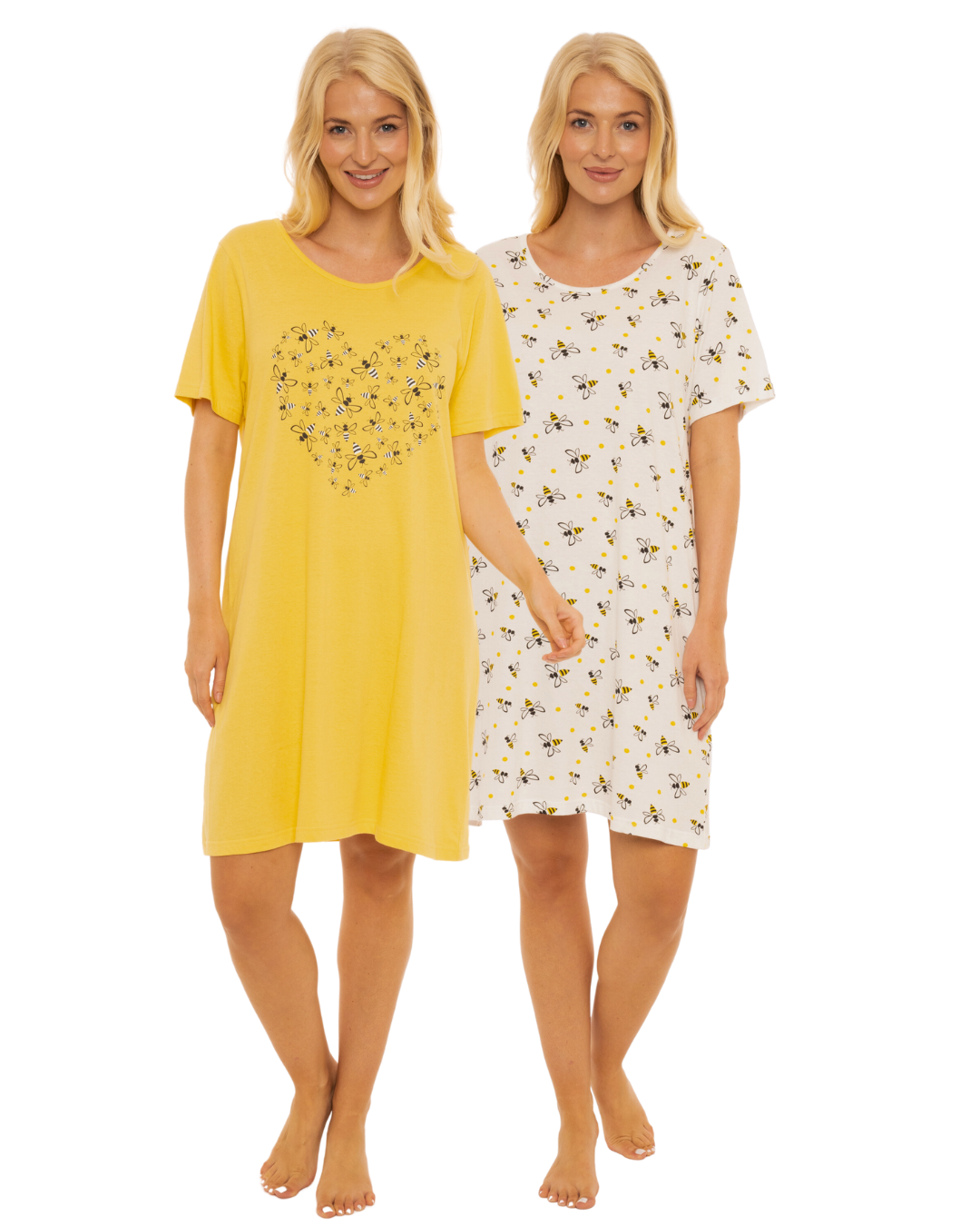 Pack of 2 Yellow Bee 100% Cotton Nightshirts