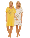 Women's 100% Cotton Pack of 2 Yellow Bee Nightshirts