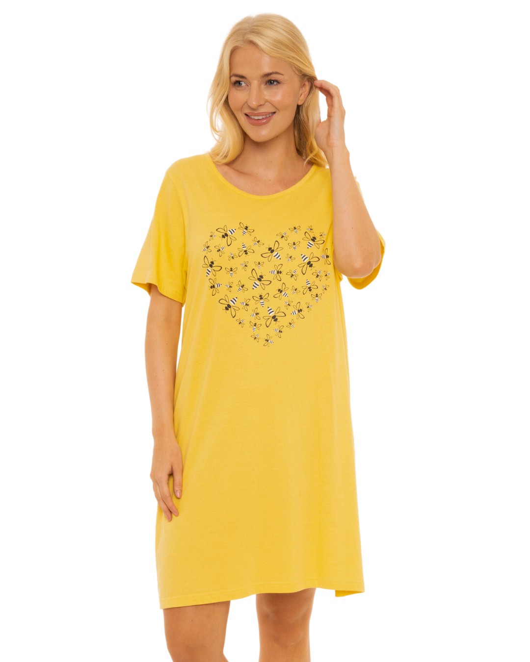 Women's 100% Cotton Pack of 2 Yellow Bee Nightshirts