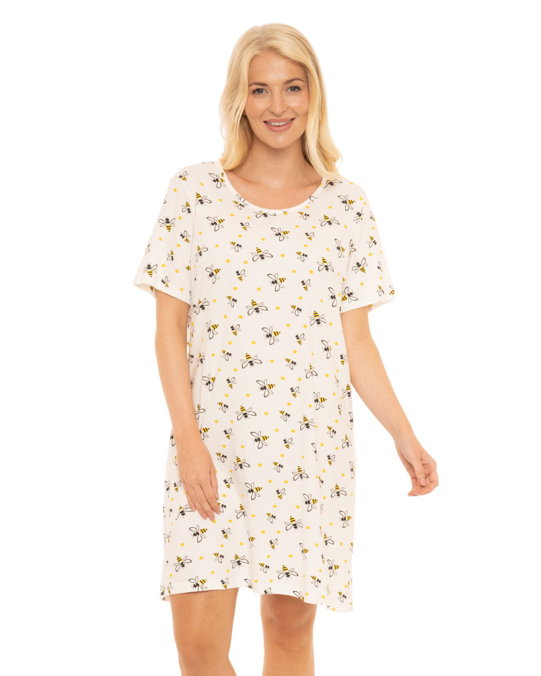 Women's 100% Cotton Pack of 2 Yellow Bee Nightshirts