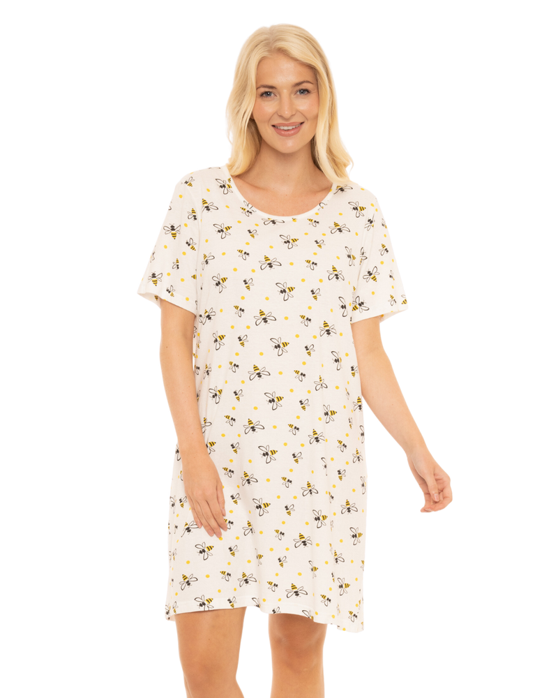 Women's 100% Cotton Pack of 2 Yellow Bee Nightshirts