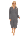 Women's 100% Cotton Lightweight Stripe Zip Dressing Gown with Side Pockets