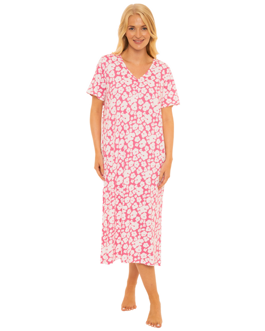 Pink Floral 100% Cotton Plus Size Nightdress