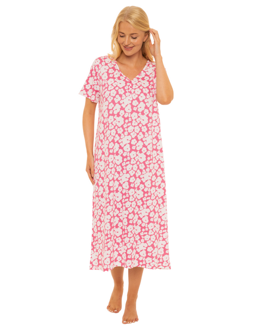 Pink Floral 100% Cotton Plus Size Nightdress