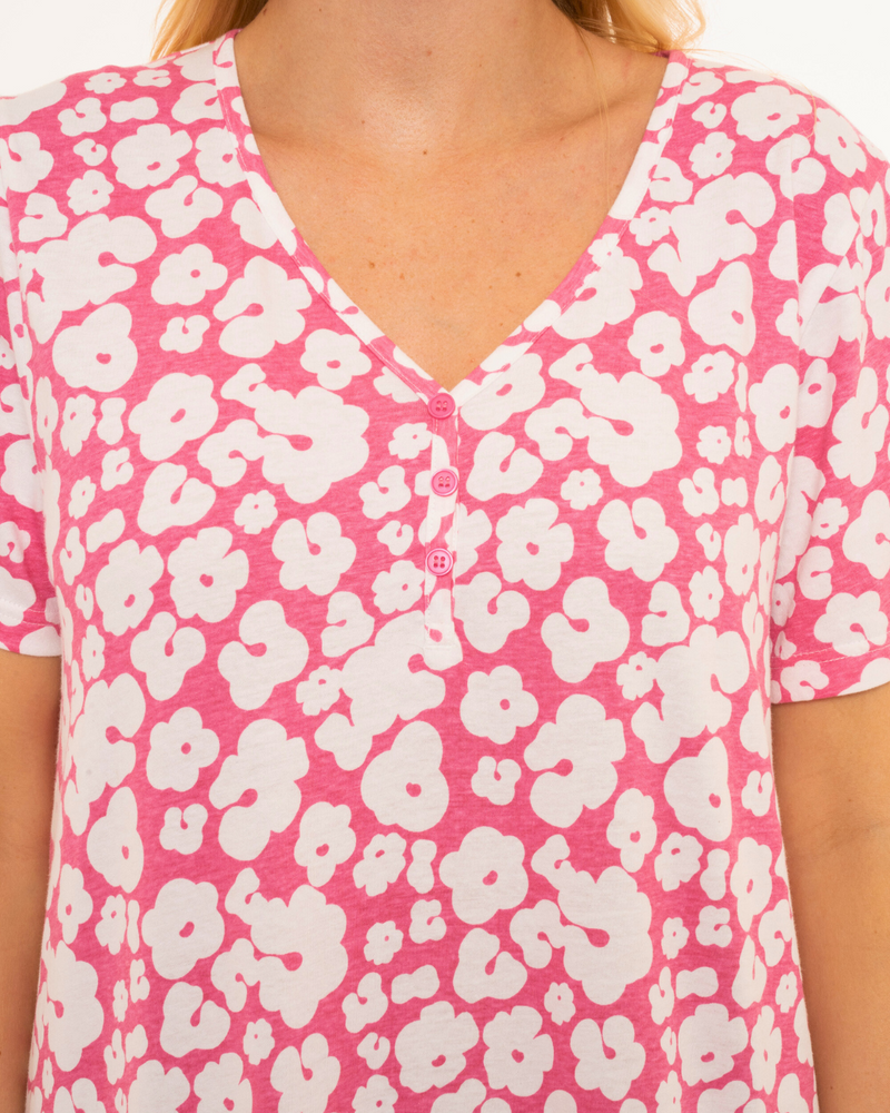 Pink Floral 100% Cotton Plus Size Nightdress