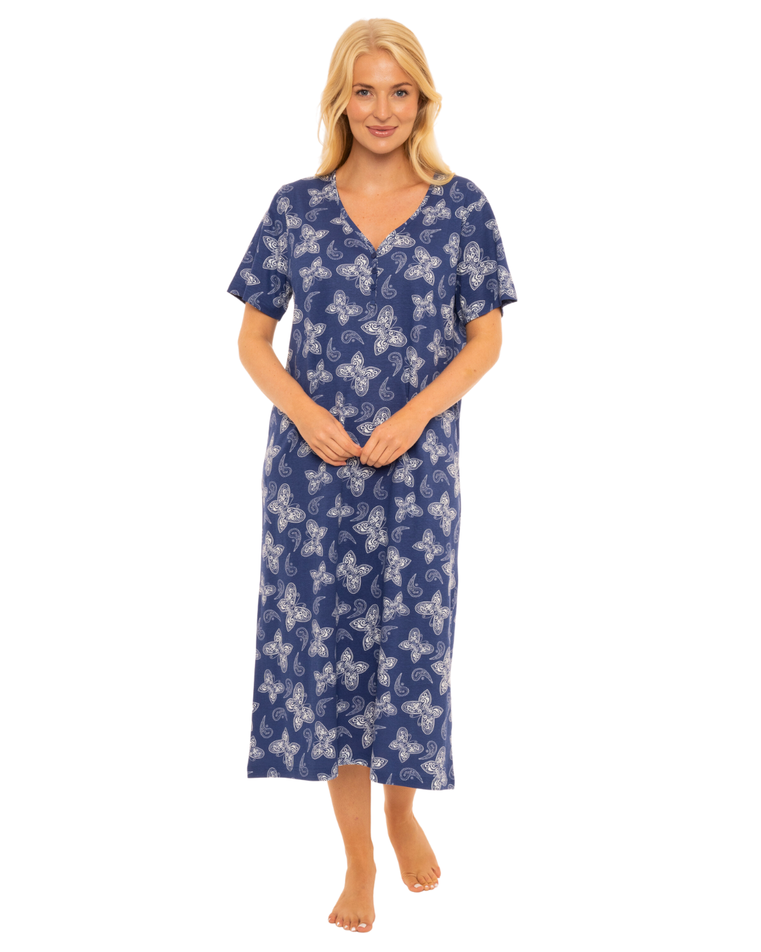 Navy Butterfly 100% Cotton Plus Size Nightdress