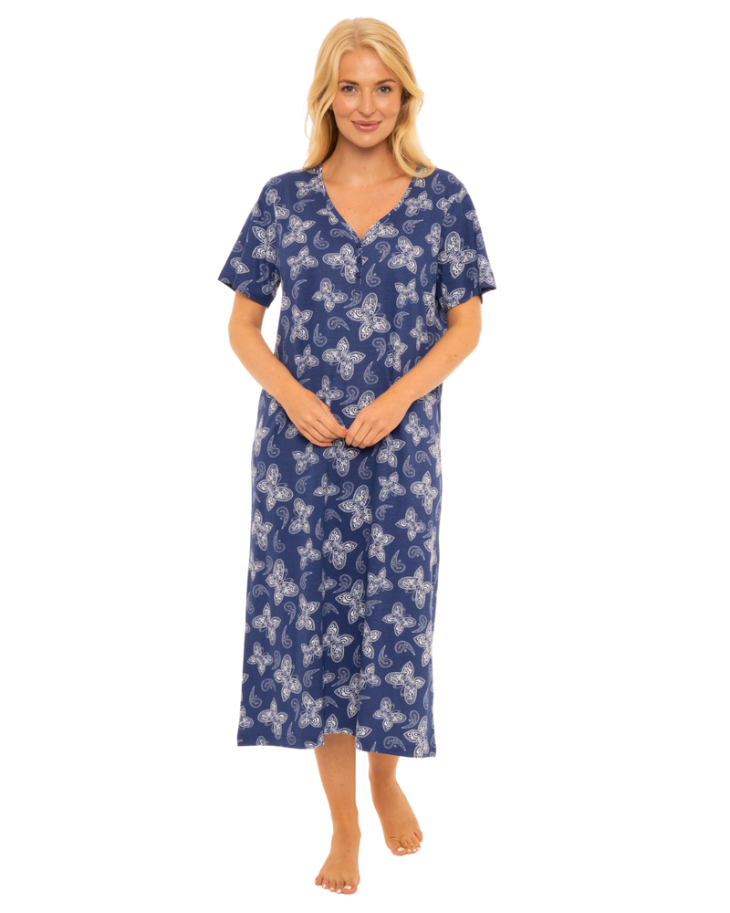 Navy Butterfly 100% Cotton Plus Size Nightdress