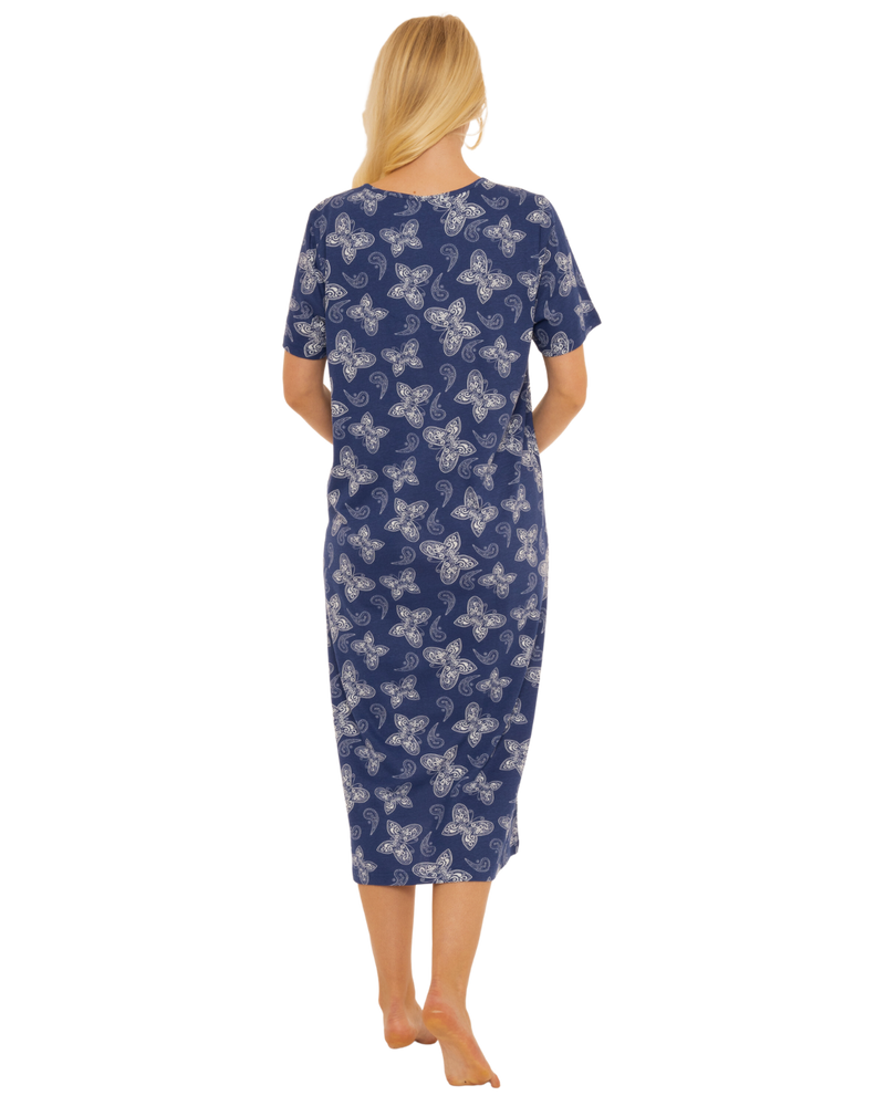 Navy Butterfly 100% Cotton Plus Size Nightdress