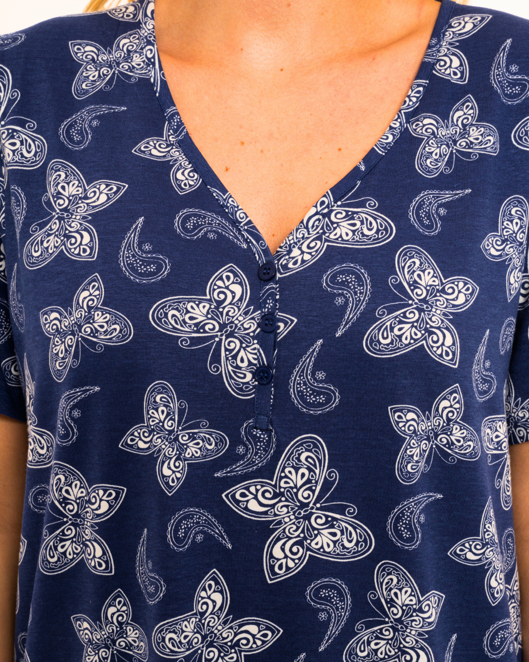 Navy Butterfly 100% Cotton Plus Size Nightdress
