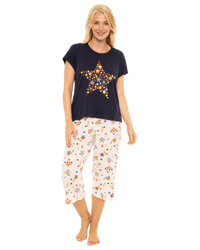 Women's Rainbow Star 100% Cotton Short Sleeved Cropped Leg Pyjamas
