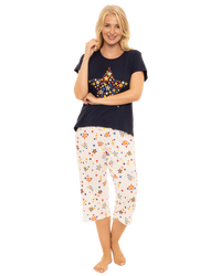 Women's Rainbow Star 100% Cotton Short Sleeved Cropped Leg Pyjamas