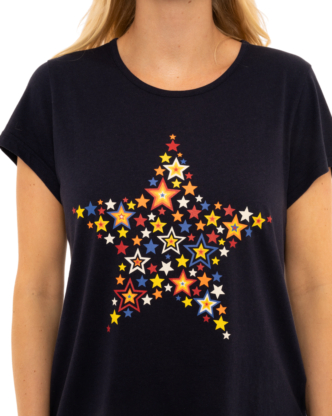 Women's Rainbow Star 100% Cotton Short Sleeved Cropped Leg Pyjamas