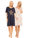 Women's 100% Cotton Pack of 2 Rainbow Star Nightshirts