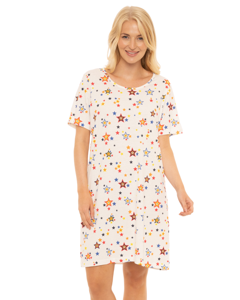 Women's 100% Cotton Pack of 2 Rainbow Star Nightshirts