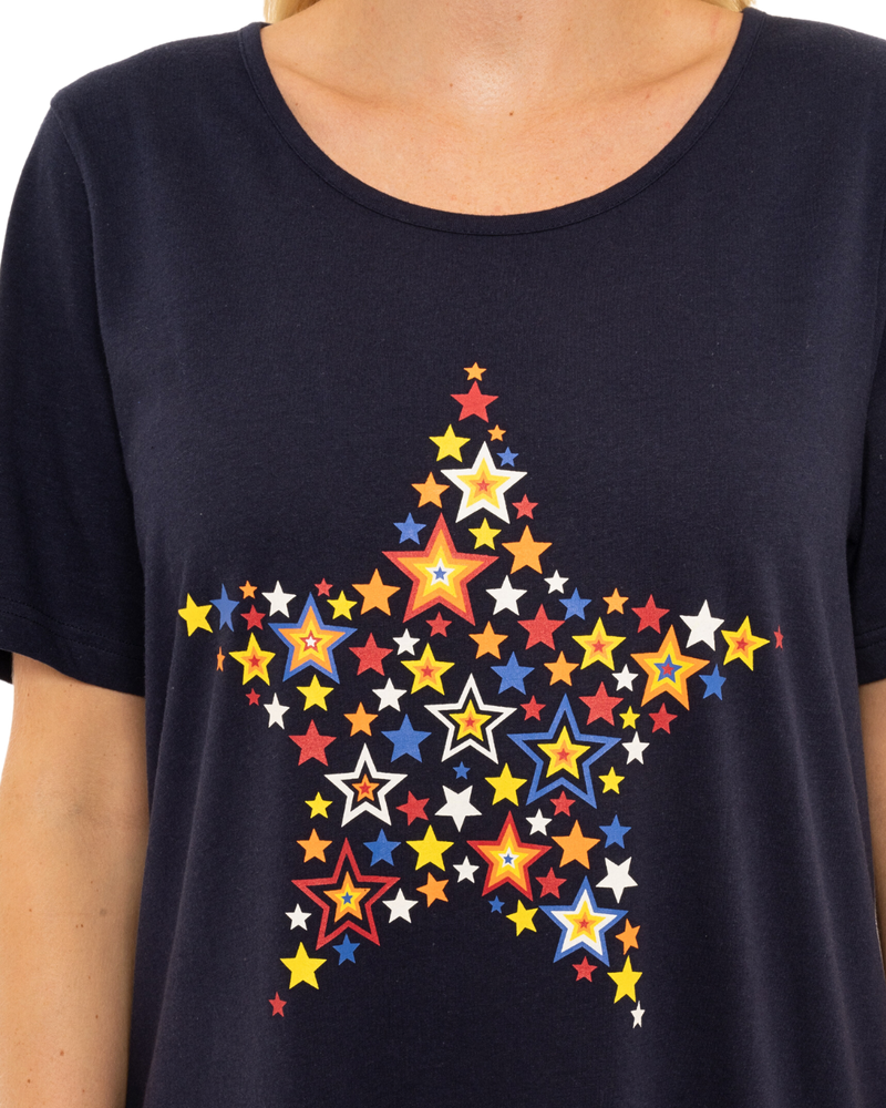 Women's 100% Cotton Pack of 2 Rainbow Star Nightshirts