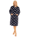 Women's Spot Fleece Full Zip Hooded Lounger Dressing Gown
