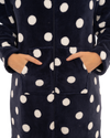Women's Spot Fleece Full Zip Hooded Lounger Dressing Gown