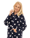 Women's Spot Fleece Full Zip Hooded Lounger Dressing Gown