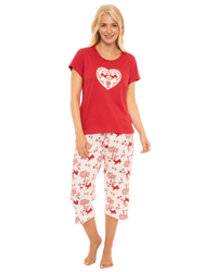 Women's Winter Stag 100% Cotton Short Sleeved Cropped Leg Pyjamas