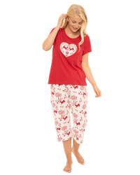 Women's Winter Stag 100% Cotton Short Sleeved Cropped Leg Pyjamas