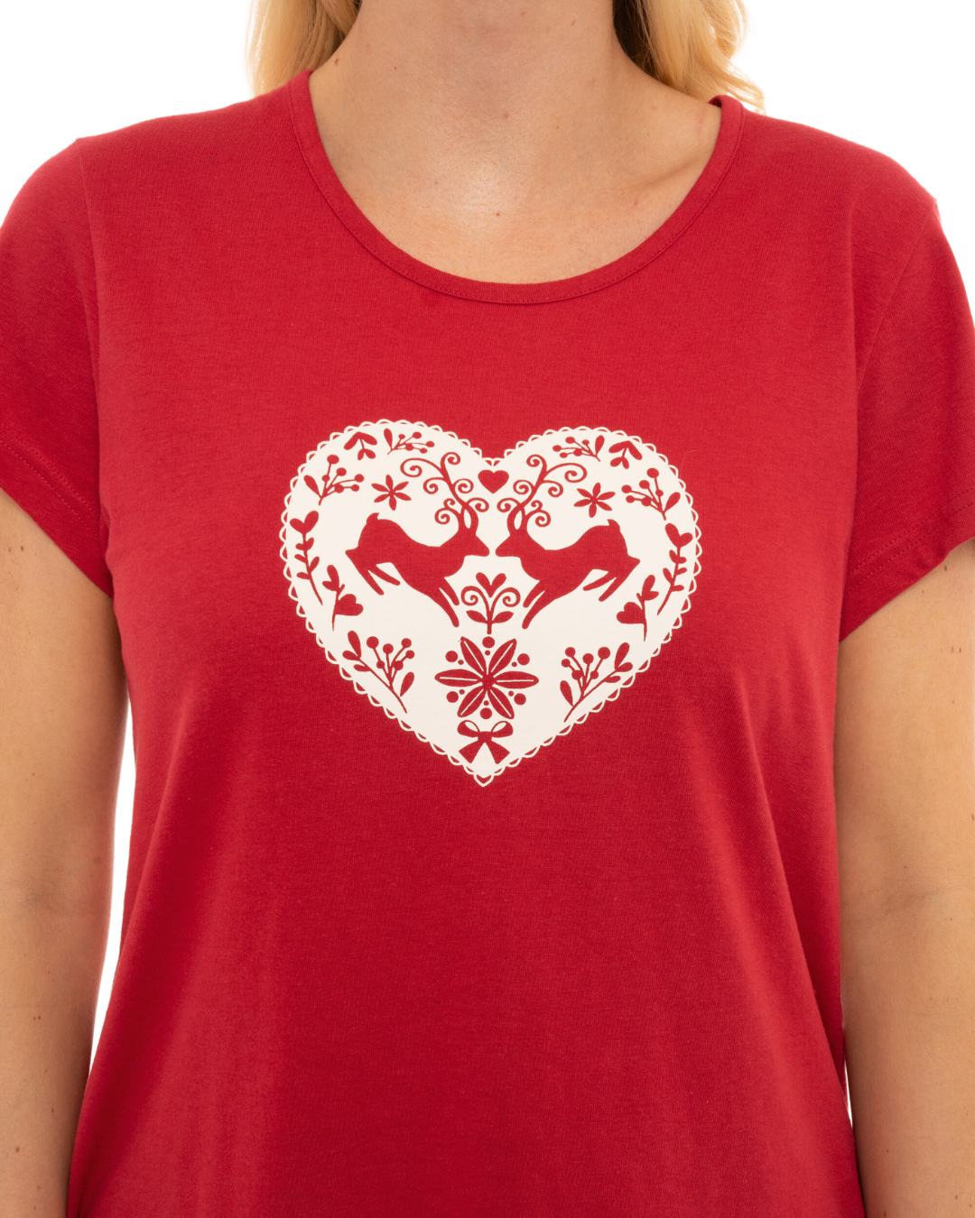 Women's Winter Stag 100% Cotton Short Sleeved Cropped Leg Pyjamas