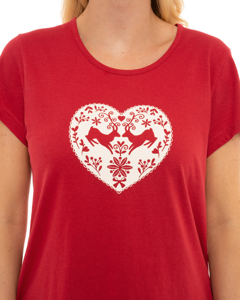 Women's Winter Stag 100% Cotton Short Sleeved Cropped Leg Pyjamas