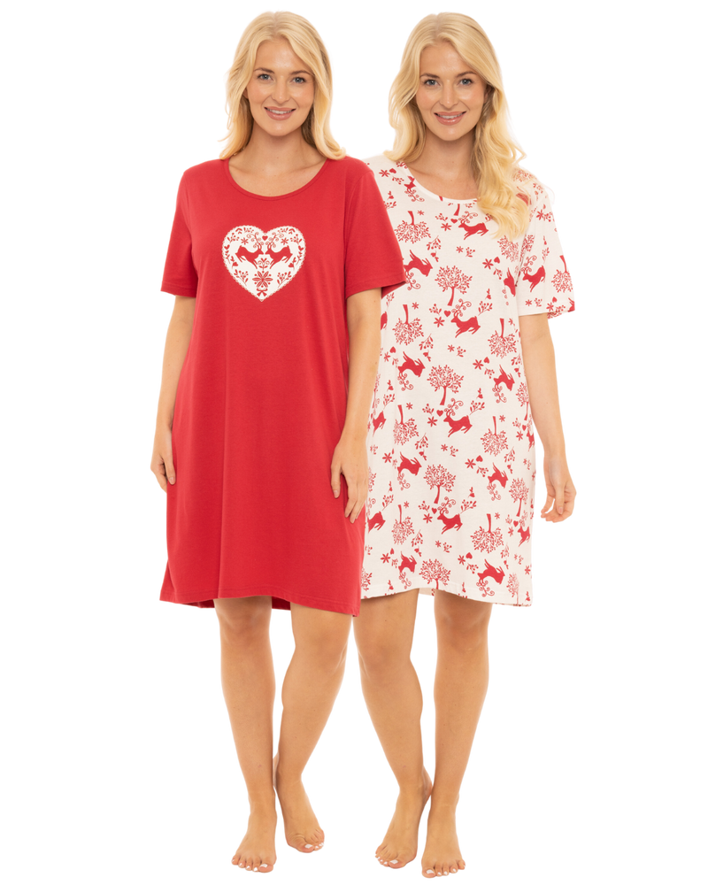 Pack of 2 Winter Stag 100% Cotton Nightshirts