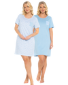 Pack of 2 Soft Blue Lace Butterfly 100% Cotton Nightshirts