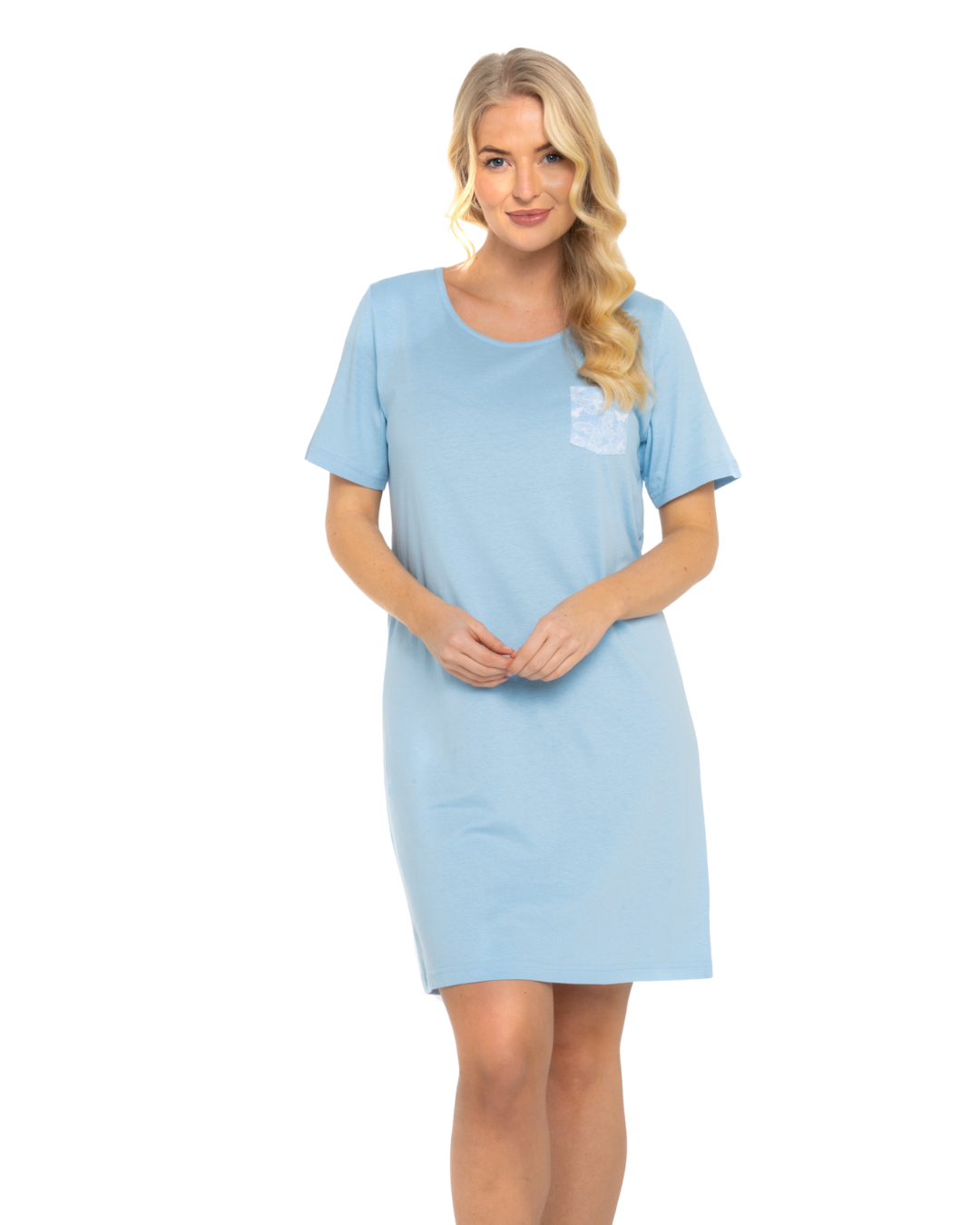 Pack of 2 Soft Blue Lace Butterfly 100% Cotton Nightshirts