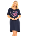Women's 100% Cotton Pack of 2 Navy Summer Heart Nightshirts