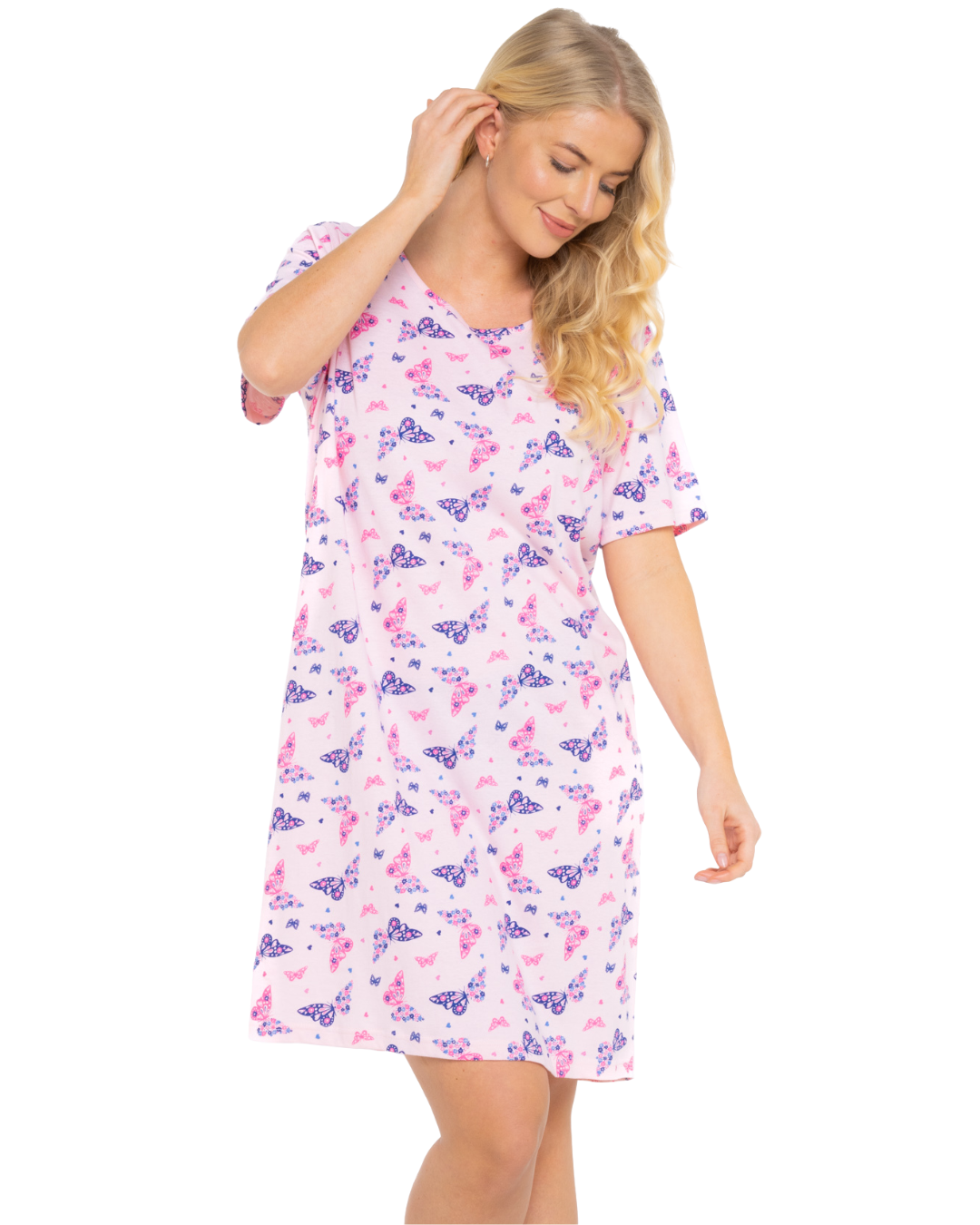 Women's 100% Cotton Pack of 2 Navy Summer Heart Nightshirts