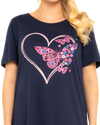 Women's 100% Cotton Pack of 2 Navy Summer Heart Nightshirts