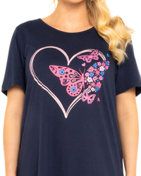 Women's 100% Cotton Pack of 2 Navy Summer Heart Nightshirts