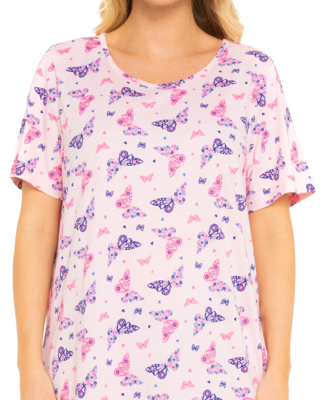 Women's 100% Cotton Pack of 2 Navy Summer Heart Nightshirts