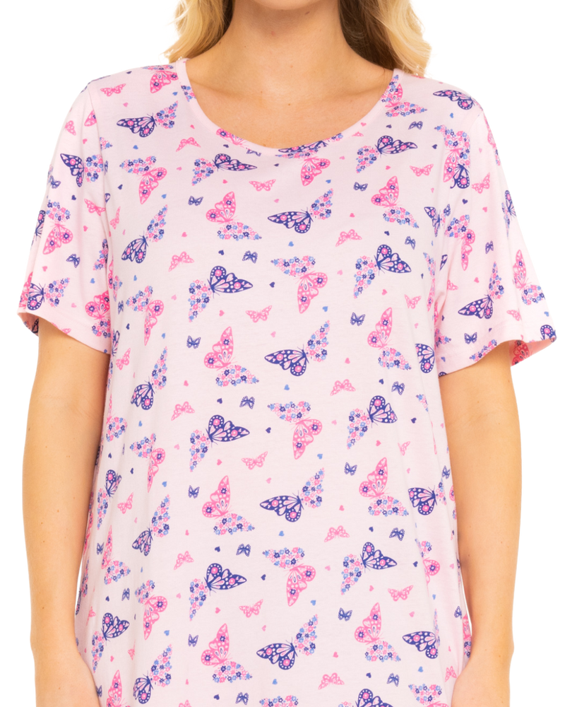 Women's 100% Cotton Pack of 2 Navy Summer Heart Nightshirts