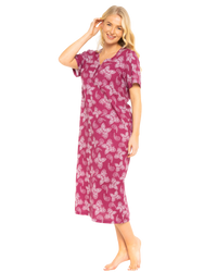 Burgundy Butterfly 100% Cotton Plus Size Nightdress