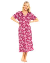 Burgundy Butterfly 100% Cotton Plus Size Nightdress
