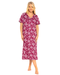 Burgundy Butterfly 100% Cotton Plus Size Nightdress