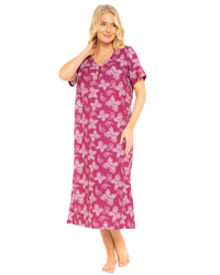 Burgundy Butterfly 100% Cotton Plus Size Nightdress