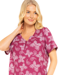 Burgundy Butterfly 100% Cotton Plus Size Nightdress